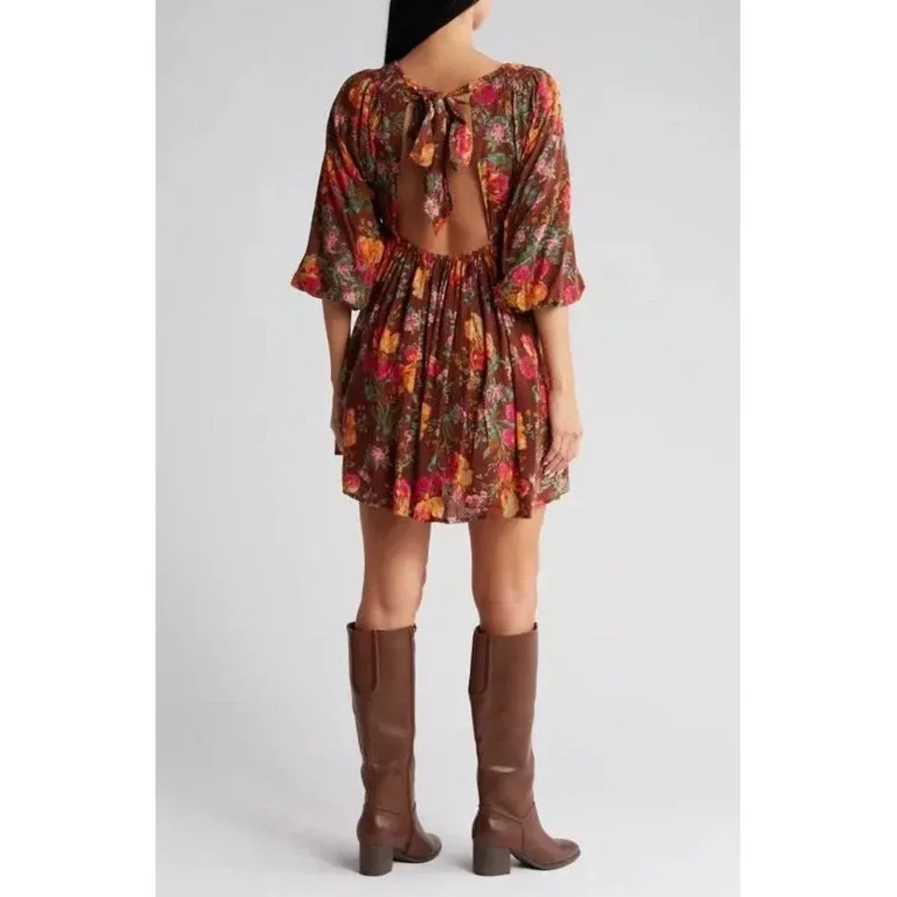 Free People Beck Floral Babydoll Minidress‎ Relaxed Boho Cottagecore